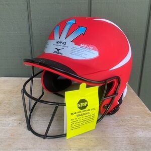 New Mizuno MVP G2 Fastpitch Batting Helmet Matte Red Size Large 7 3/8” To 7 3/4”